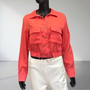 Lulus Coral Tencel Utility Crop Jacket
